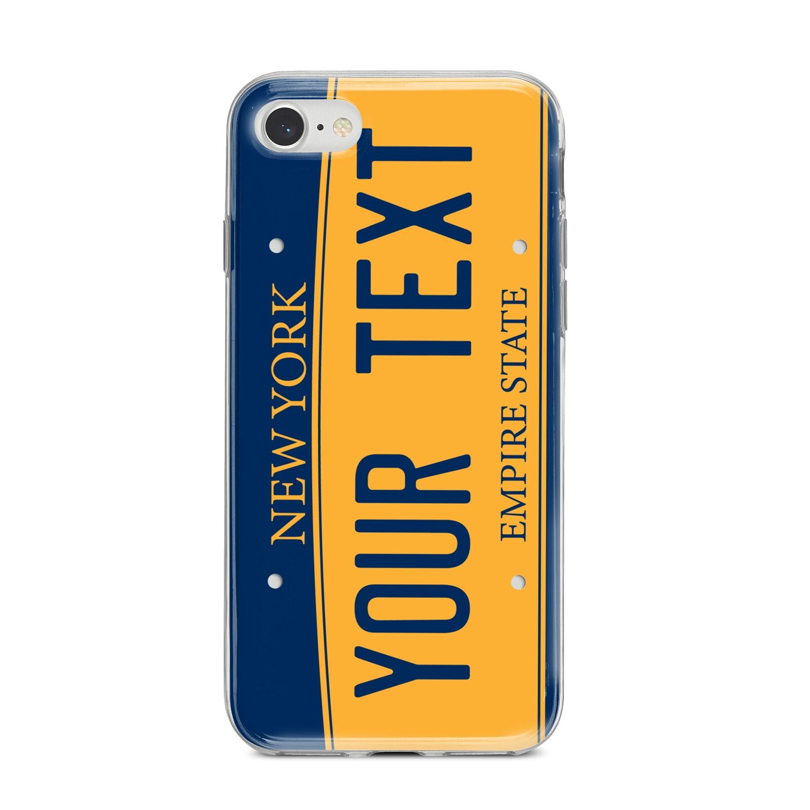 Custom New York License Plate iPhone 8 Bumper Case on Silver iPhone