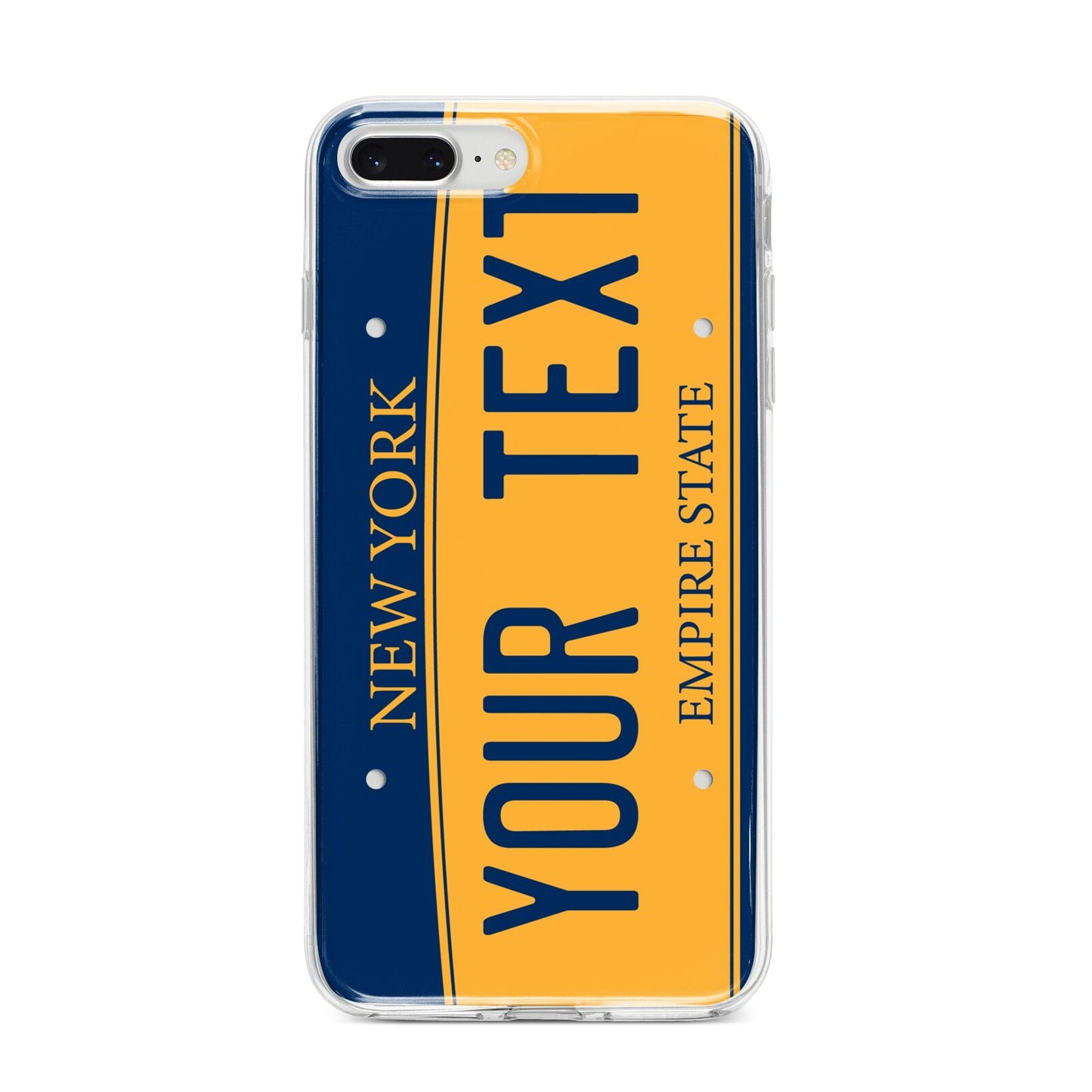 Custom New York License Plate iPhone 8 Plus Bumper Case on Silver iPhone