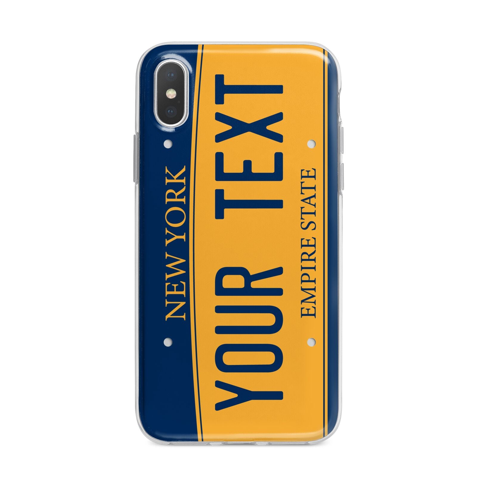 Custom New York License Plate iPhone X Bumper Case on Silver iPhone Alternative Image 1