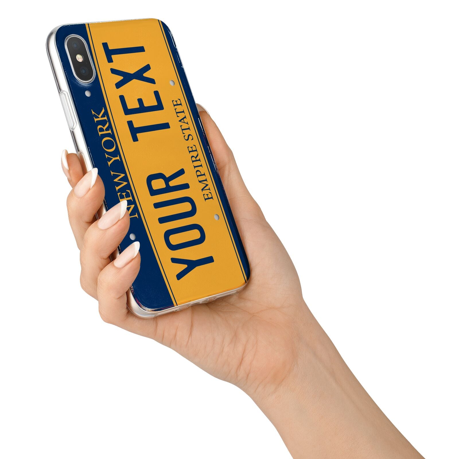 Custom New York License Plate iPhone X Bumper Case on Silver iPhone Alternative Image 2