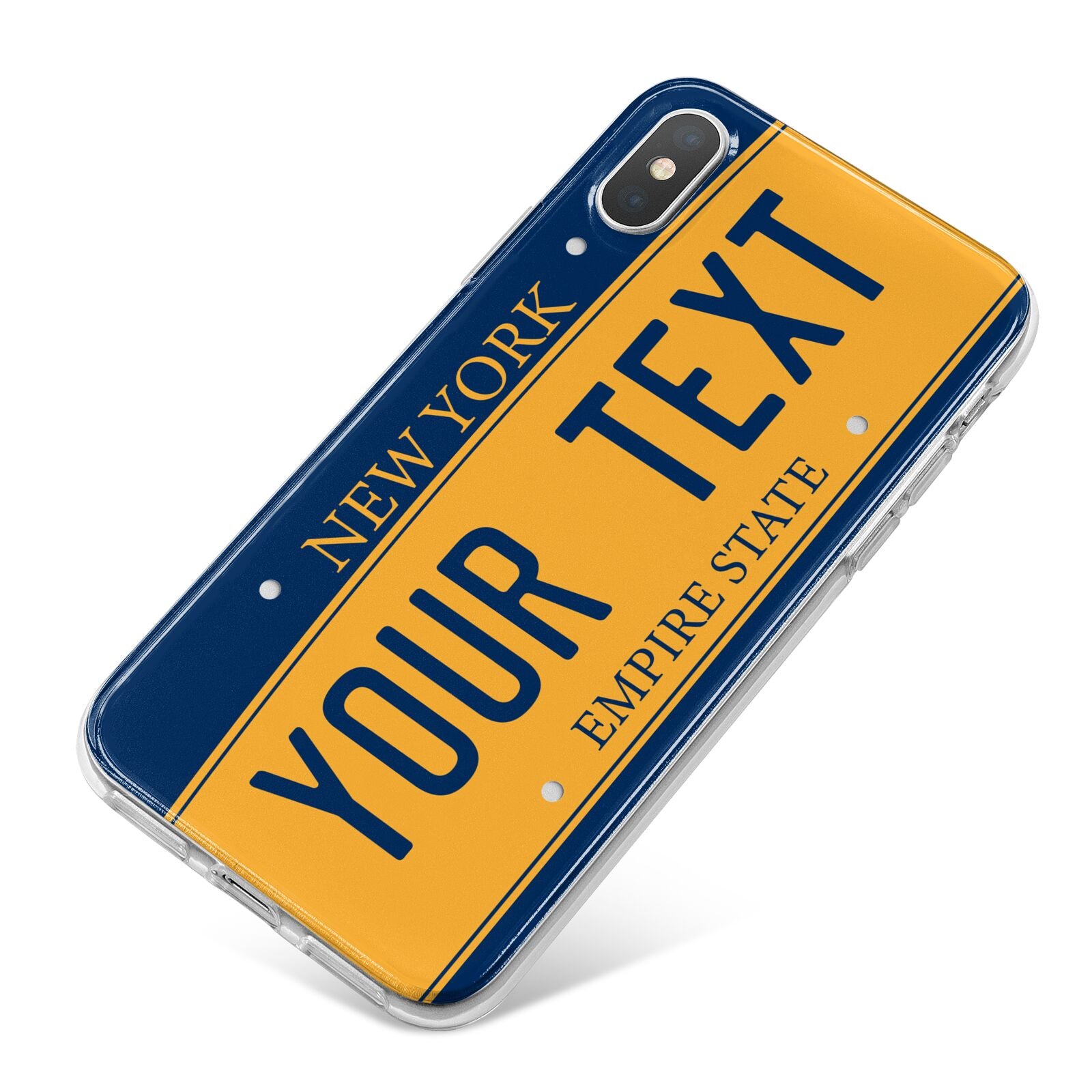 Custom New York License Plate iPhone X Bumper Case on Silver iPhone