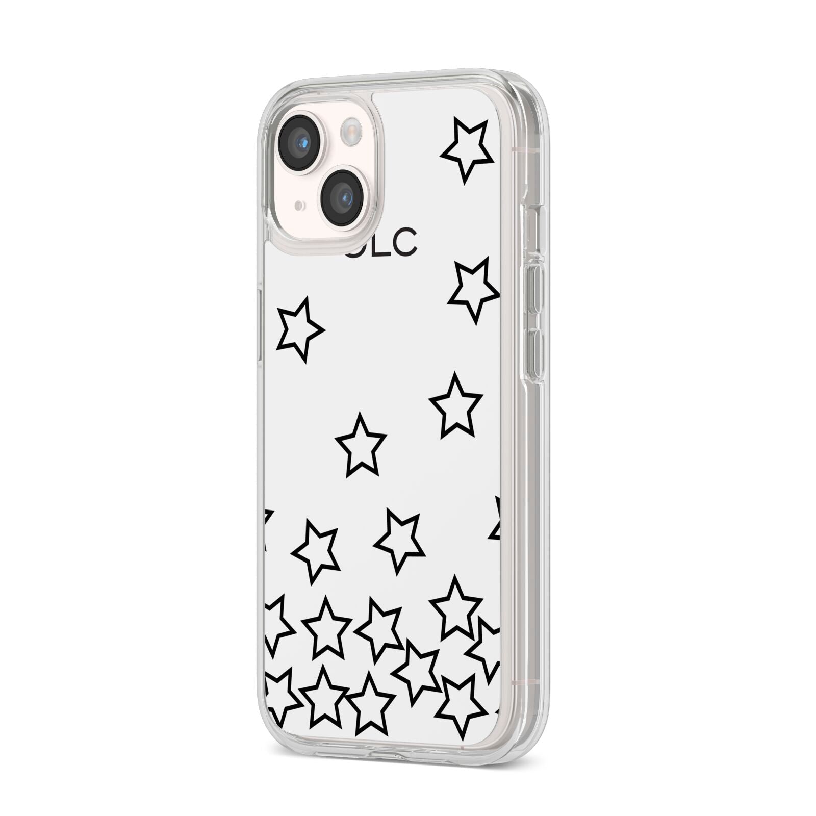 Custom Personalised Initials iPhone 14 Clear Tough Case Starlight Angled Image