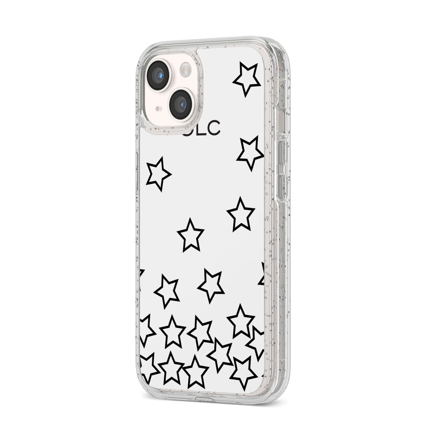 Custom Personalised Initials iPhone 14 Glitter Tough Case Starlight Angled Image