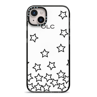 Custom Personalised Initials iPhone 14 Plus Black Impact Case on Silver phone