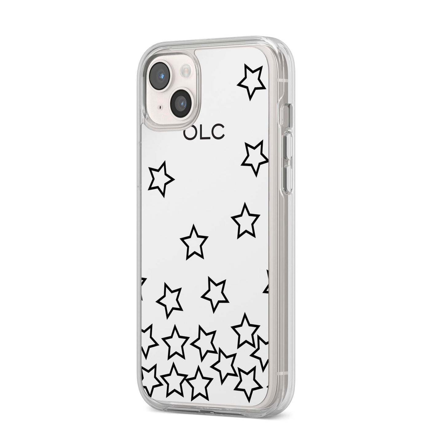 Custom Personalised Initials iPhone 14 Plus Clear Tough Case Starlight Angled Image