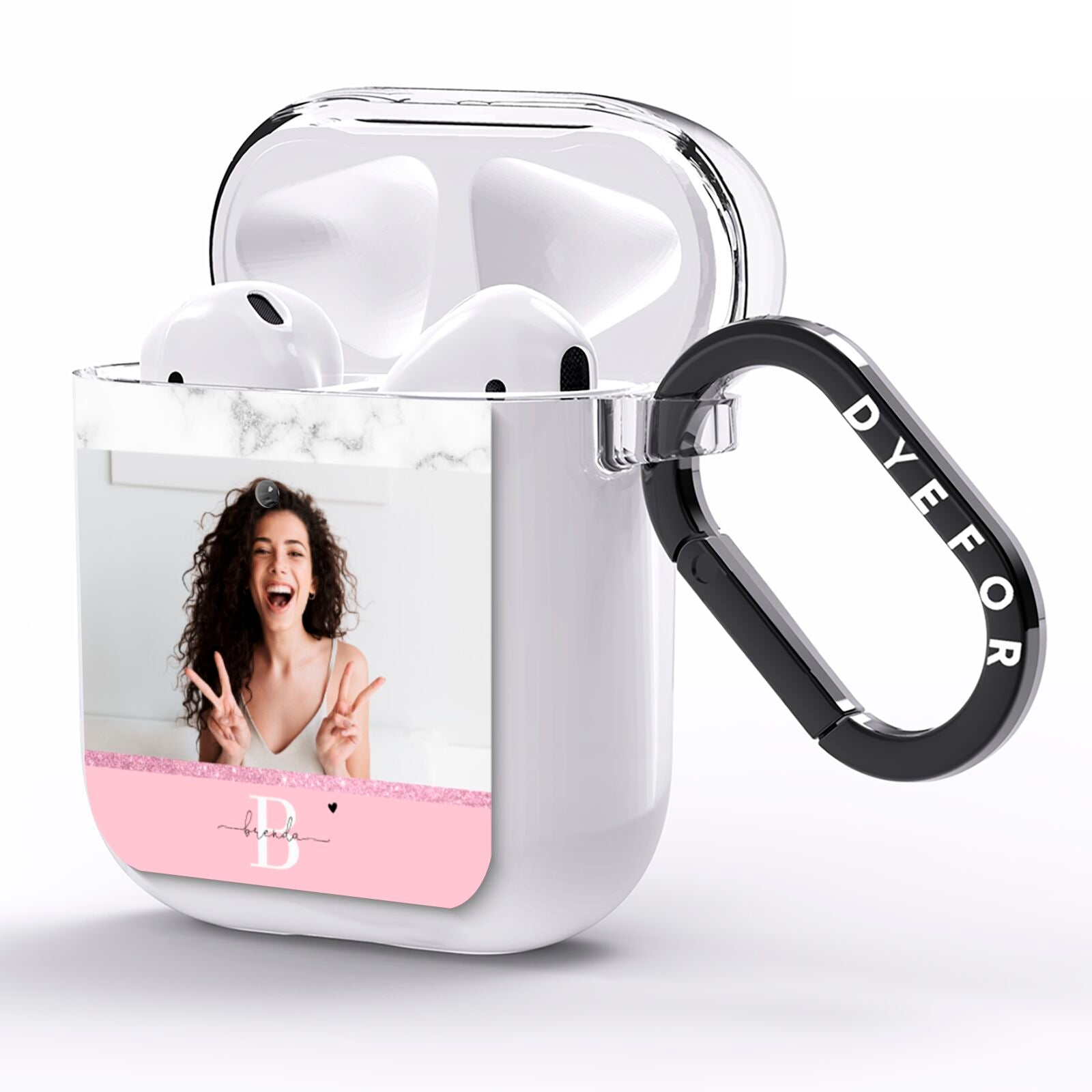 Custom Photo Marble AirPods Clear Case Side Image