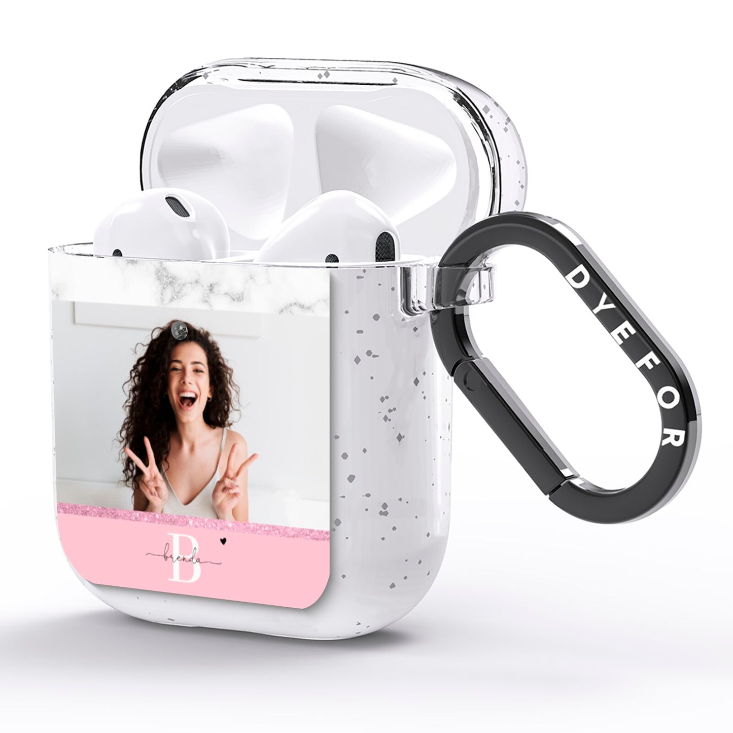 Custom Photo Marble AirPods Glitter Case Side Image