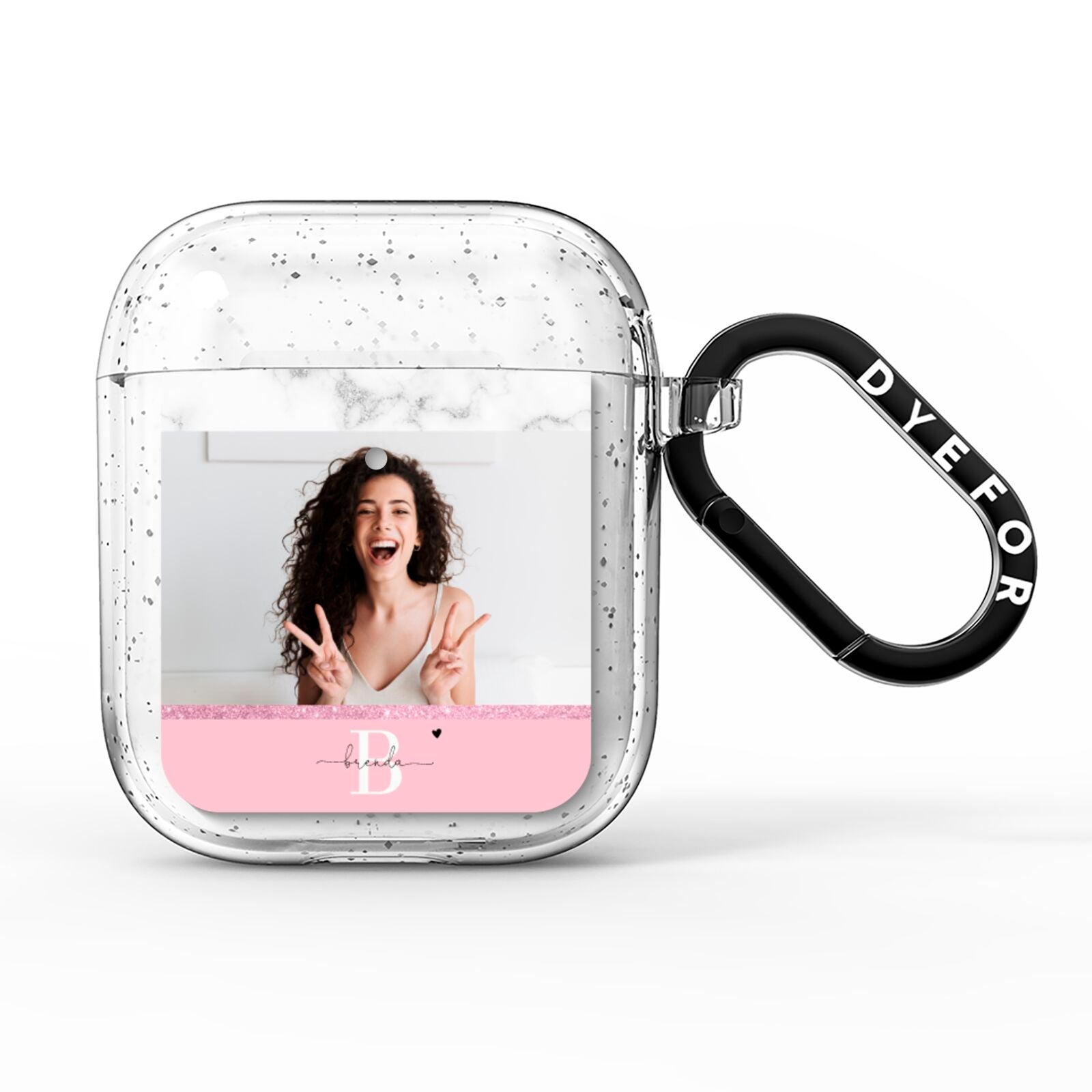 Custom Photo Marble AirPods Glitter Case