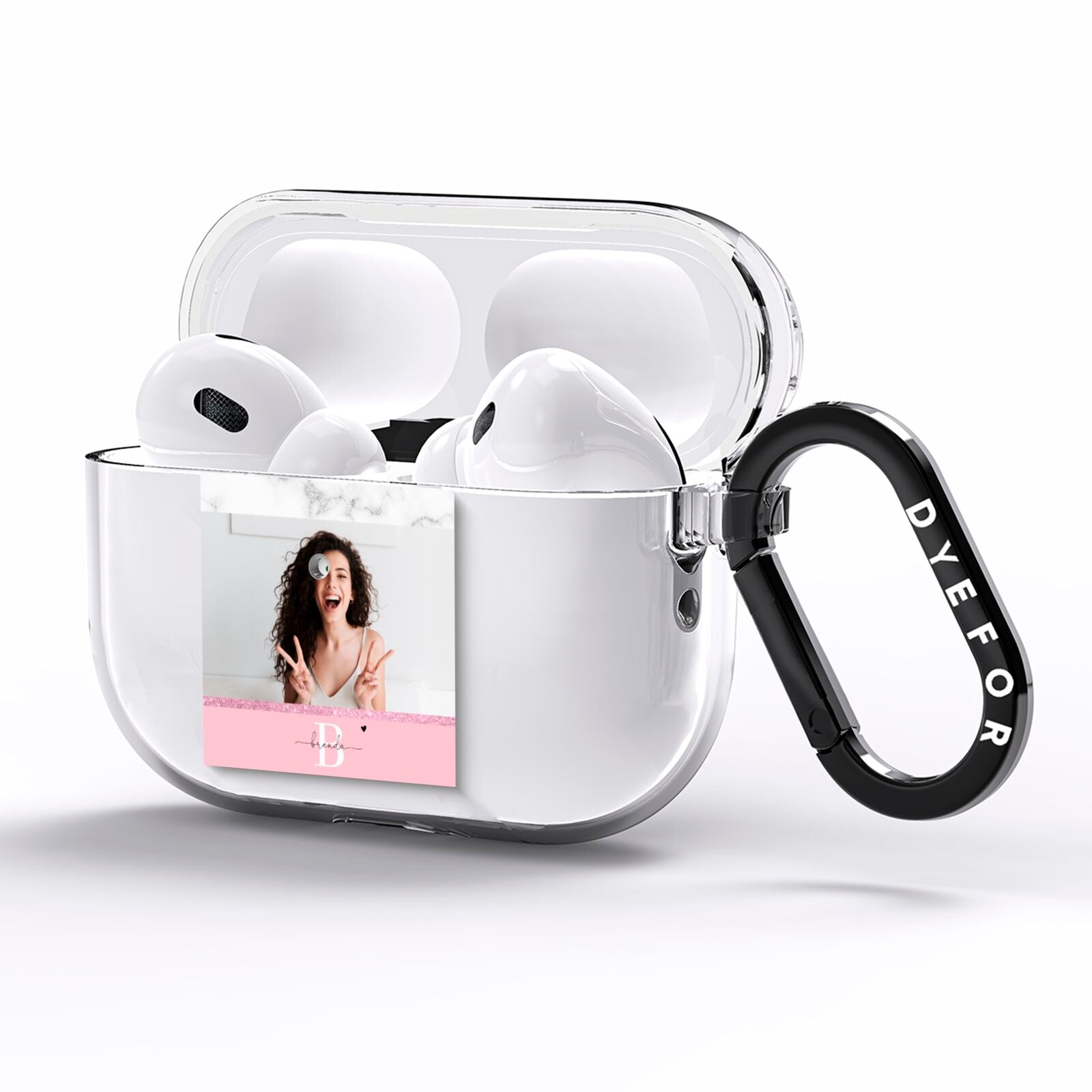 Custom Photo Marble AirPods Pro Clear Case Side Image