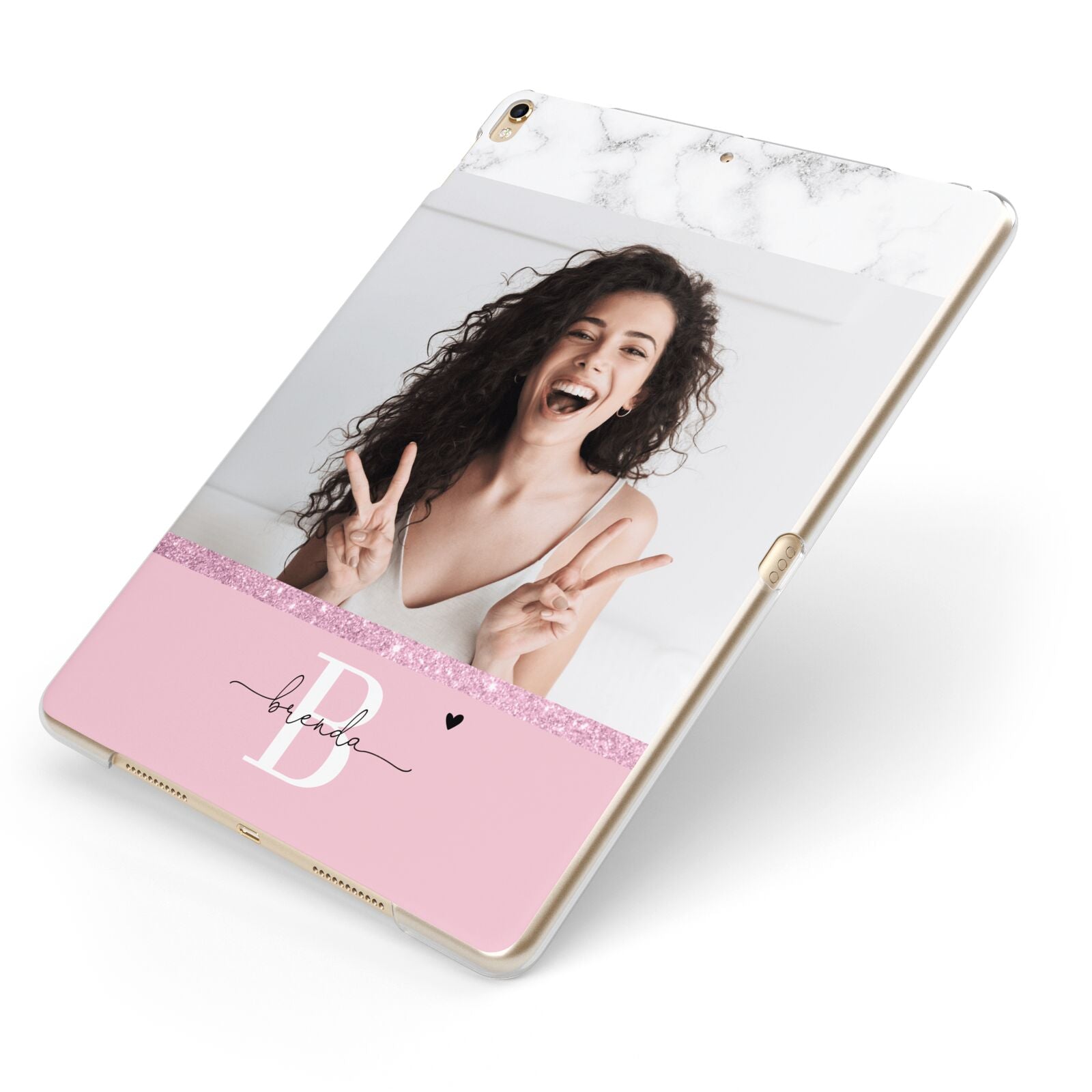 Custom Photo Marble Apple iPad Case on Gold iPad Side View
