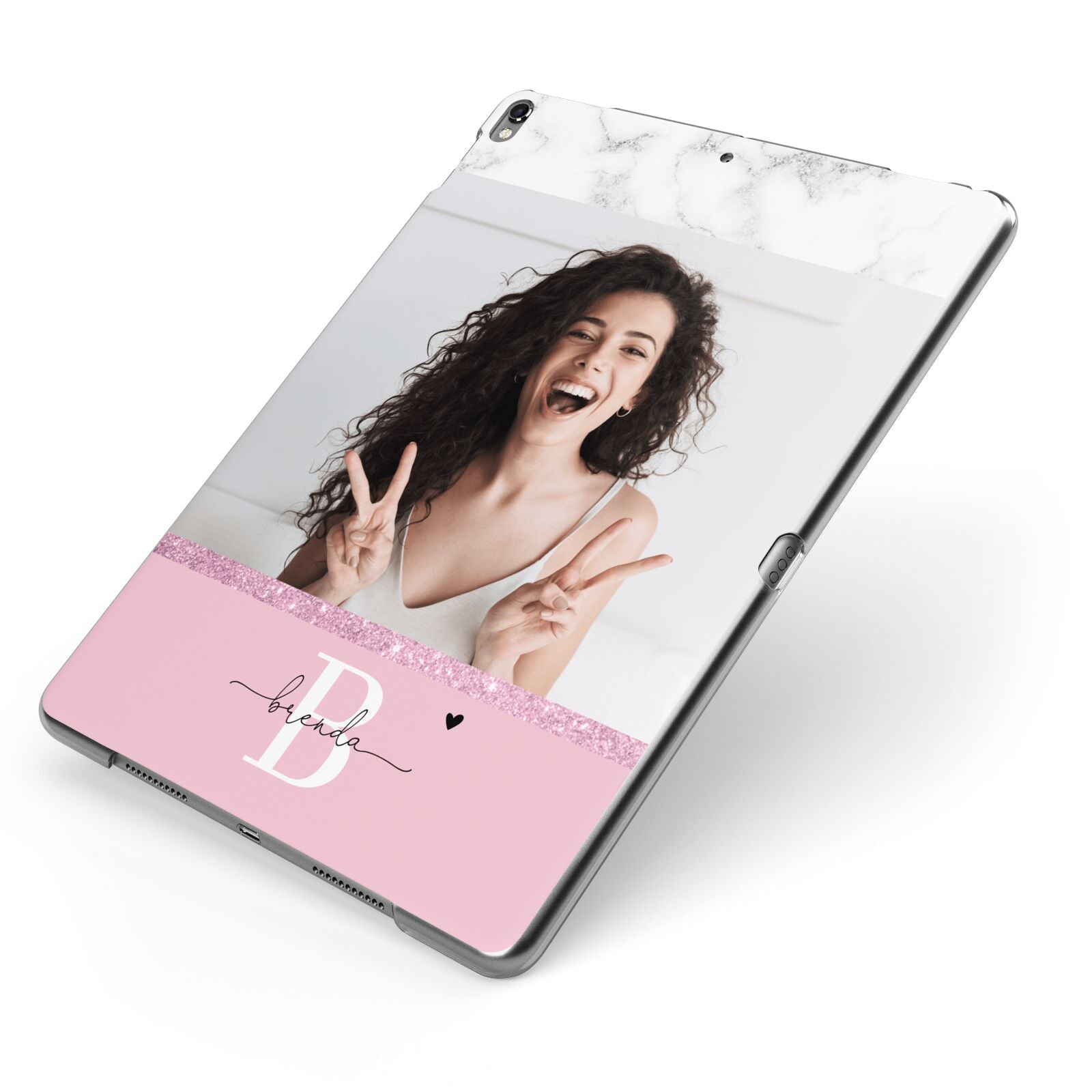 Custom Photo Marble Apple iPad Case on Grey iPad Side View