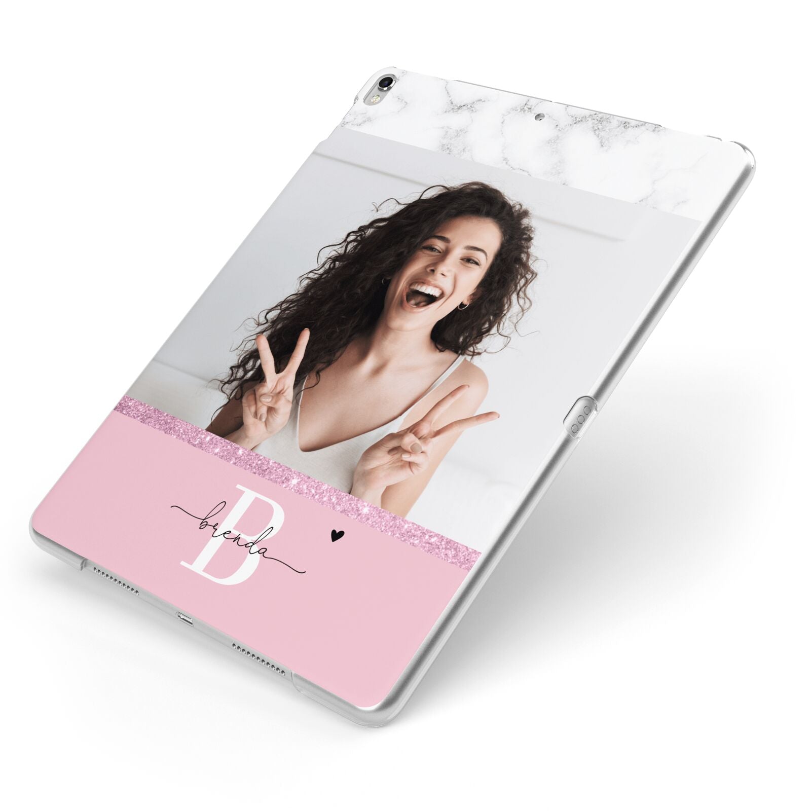 Custom Photo Marble Apple iPad Case on Silver iPad Side View