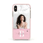 Custom Photo Marble Apple iPhone Xs Impact Case Pink Edge on Gold Phone