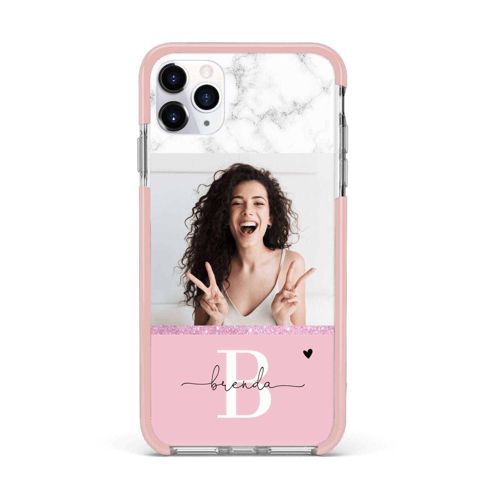 Custom Photo Marble iPhone 11 Pro Max Impact Pink Edge Case