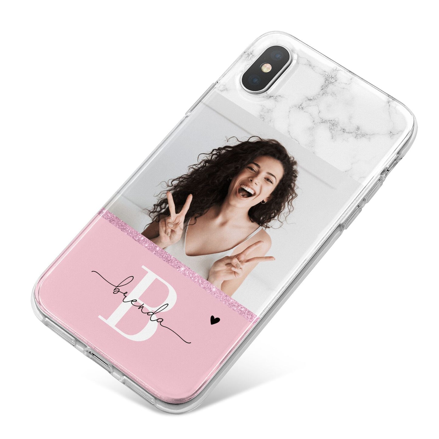 Custom Photo Marble iPhone X Bumper Case on Silver iPhone