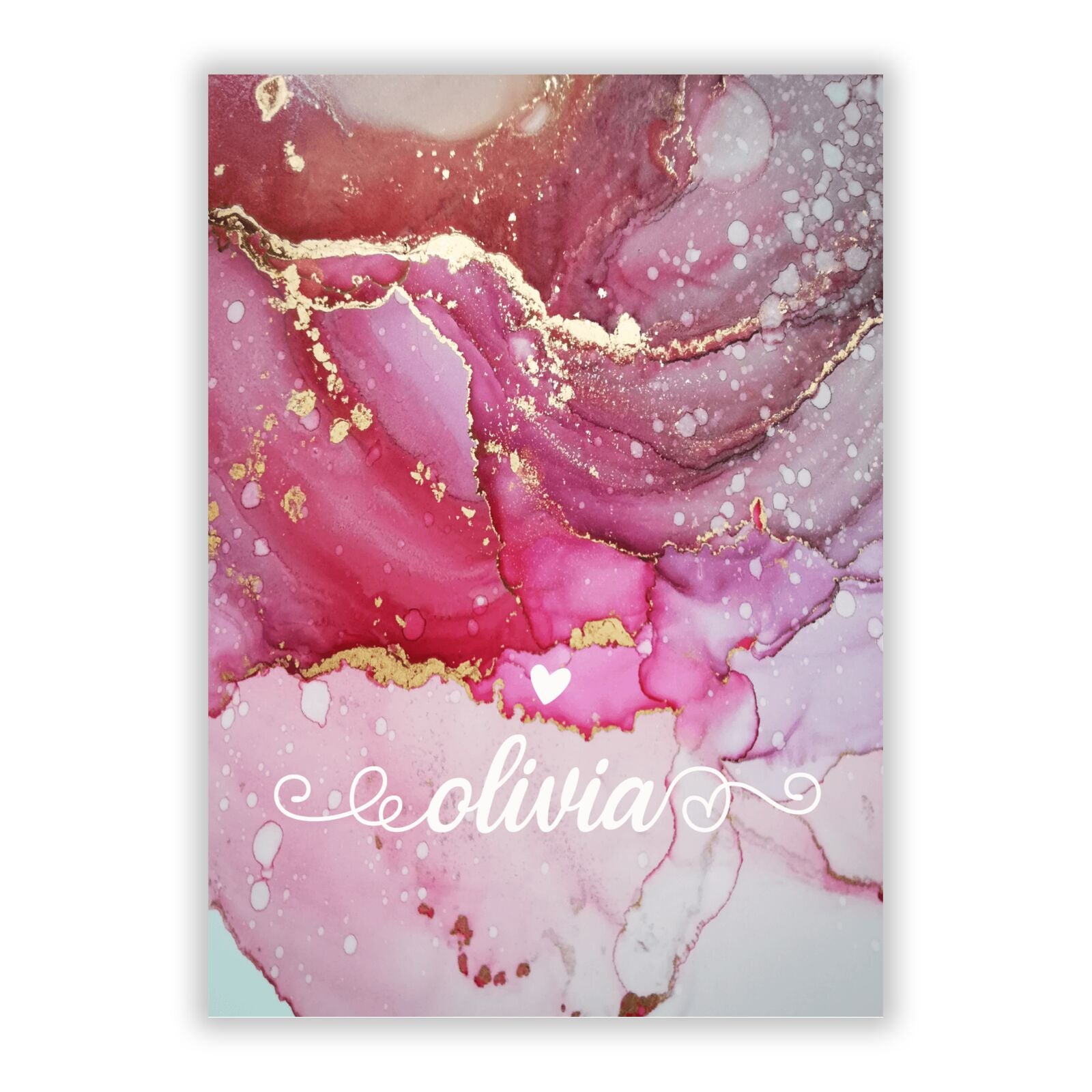 Custom Pink Marble A5 Flat Greetings Card