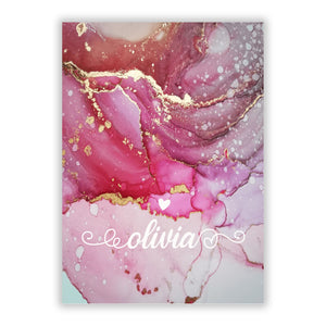 Custom Pink Marble Greetings Card