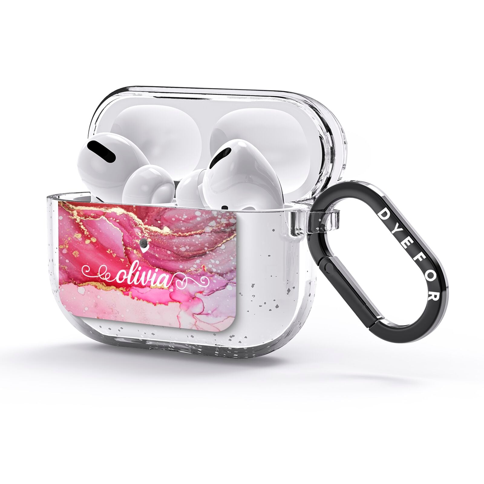 Custom Pink Marble AirPods Glitter Case 3rd Gen Side Image