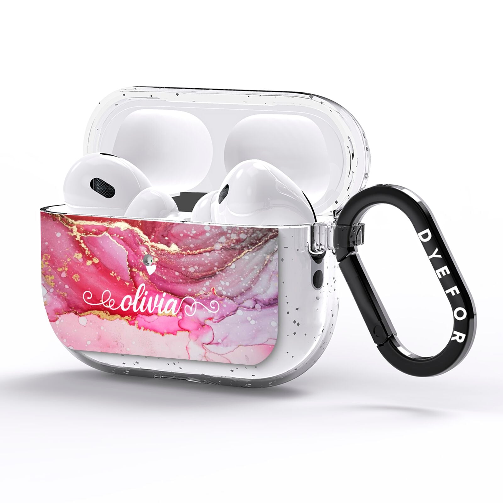 Custom Pink Marble AirPods Pro Glitter Case Side Image