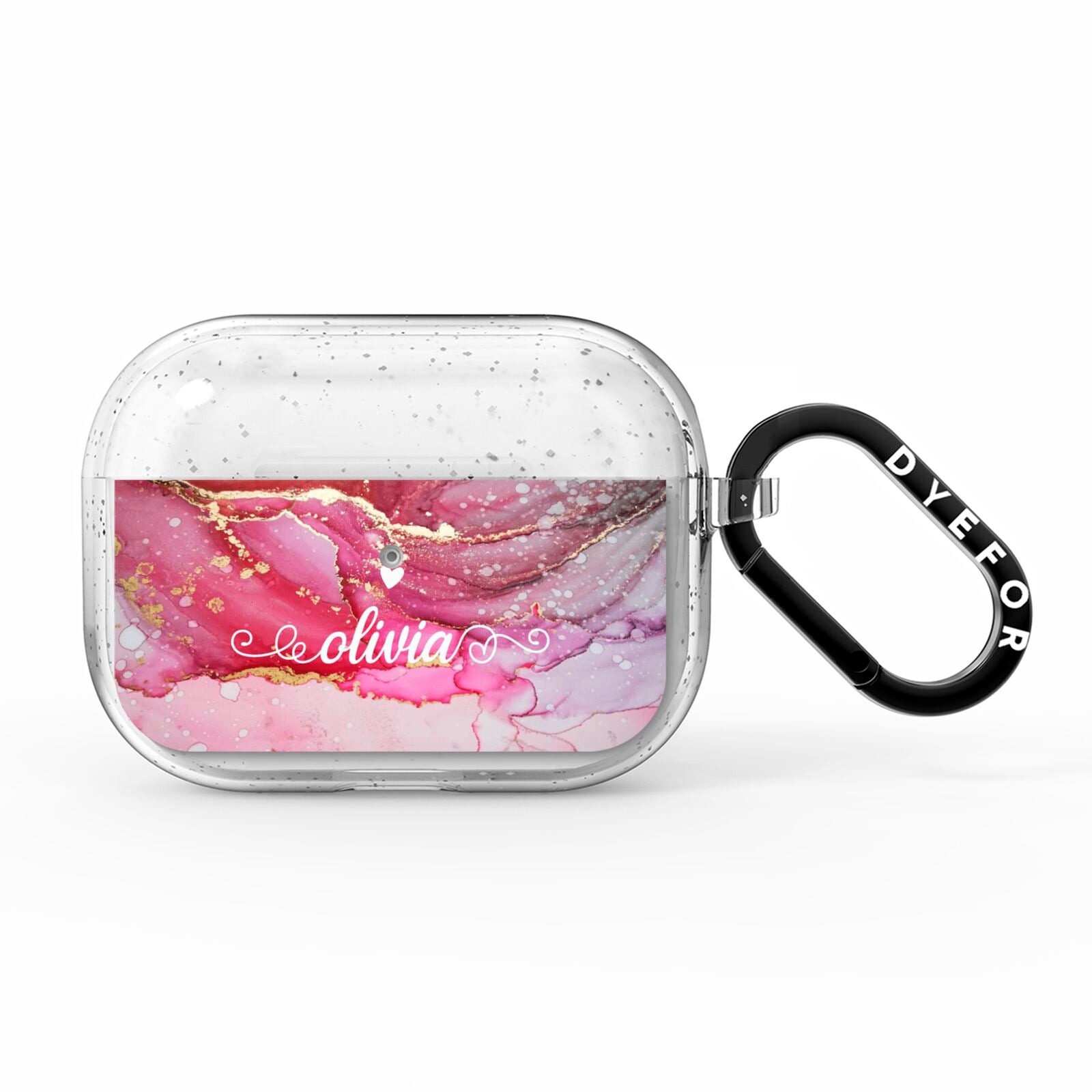 Custom Pink Marble AirPods Pro Glitter Case