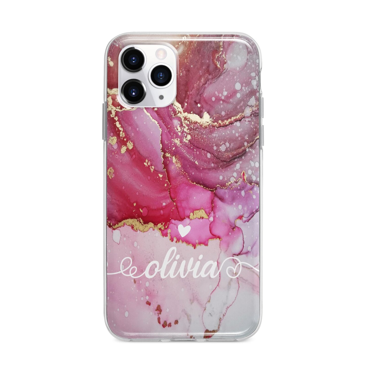 Custom Pink Marble Apple iPhone 11 Pro Max in Silver with Bumper Case