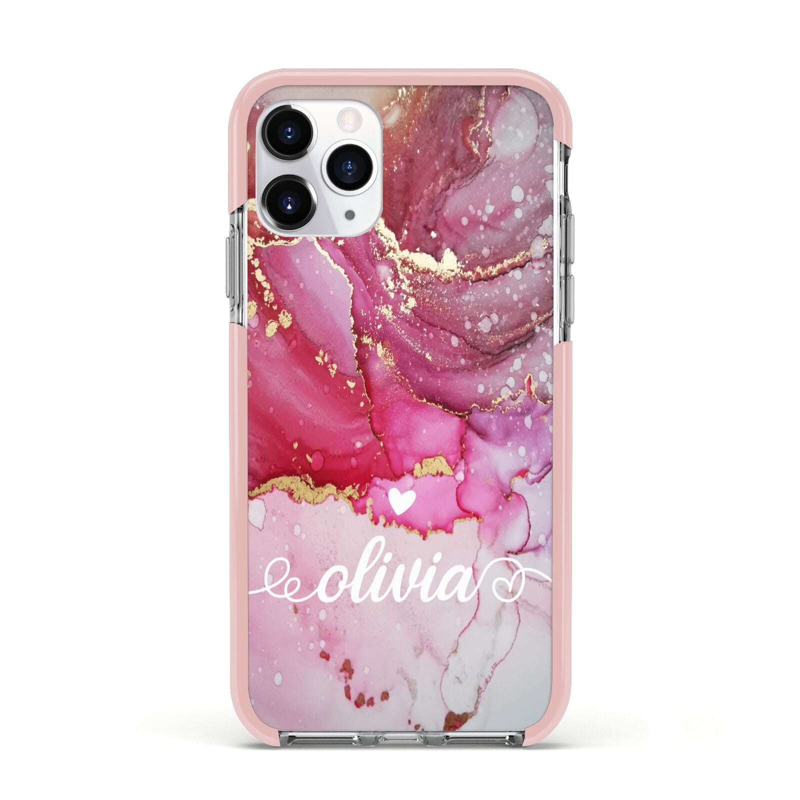 Custom Pink Marble Apple iPhone 11 Pro in Silver with Pink Impact Case
