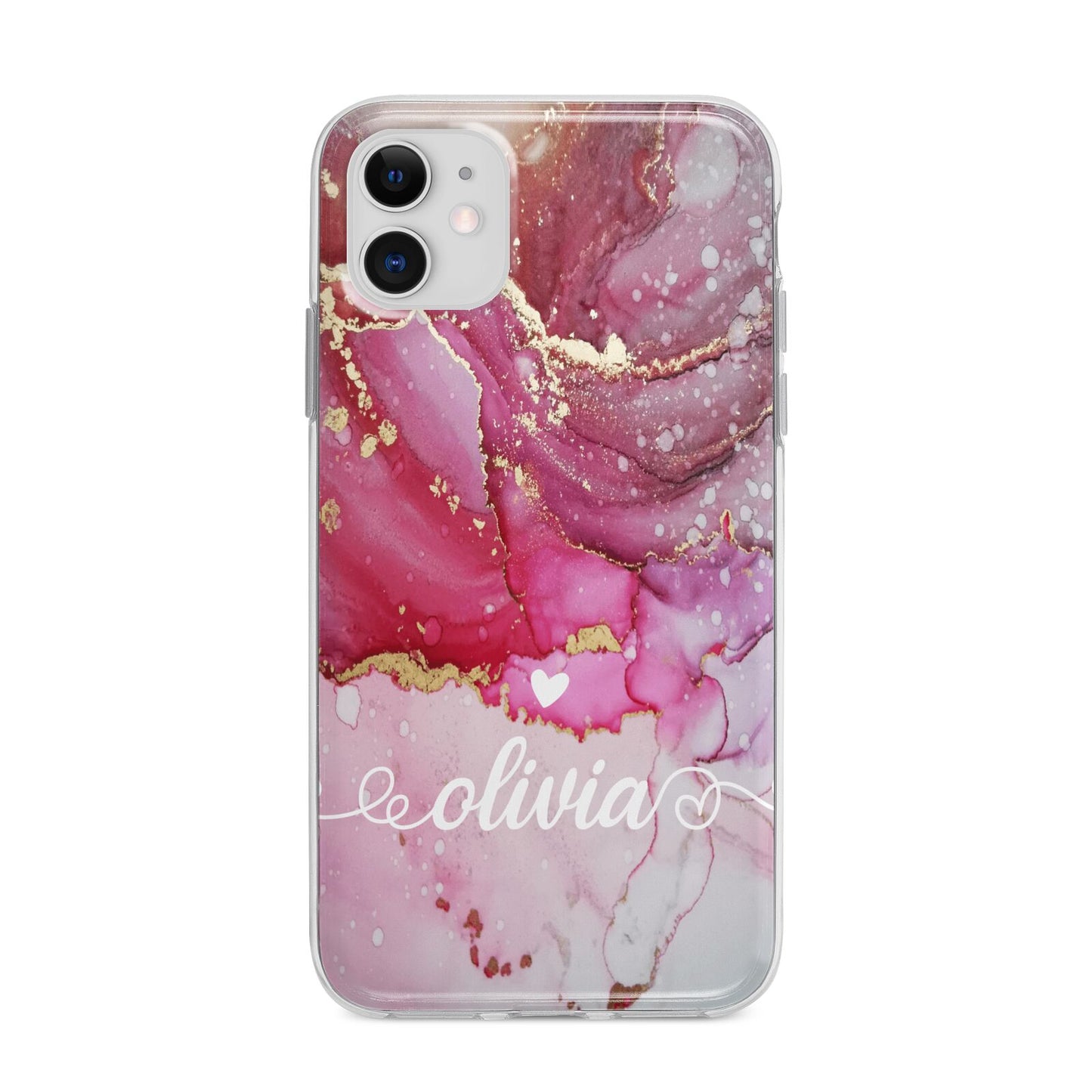 Custom Pink Marble Apple iPhone 11 in White with Bumper Case