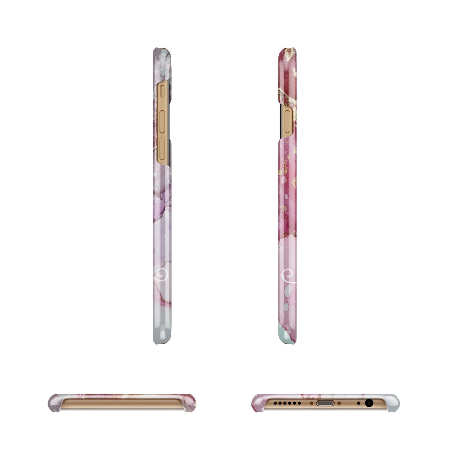 Custom Pink Marble Apple iPhone 6 3D Wrap Snap Case Angled Images