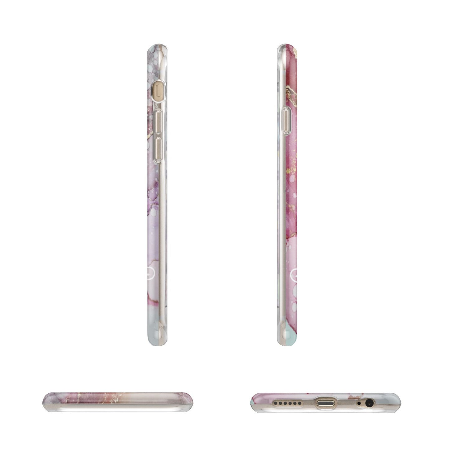 Custom Pink Marble Apple iPhone 6 3D Wrap Tough Case Alternative Image Angles