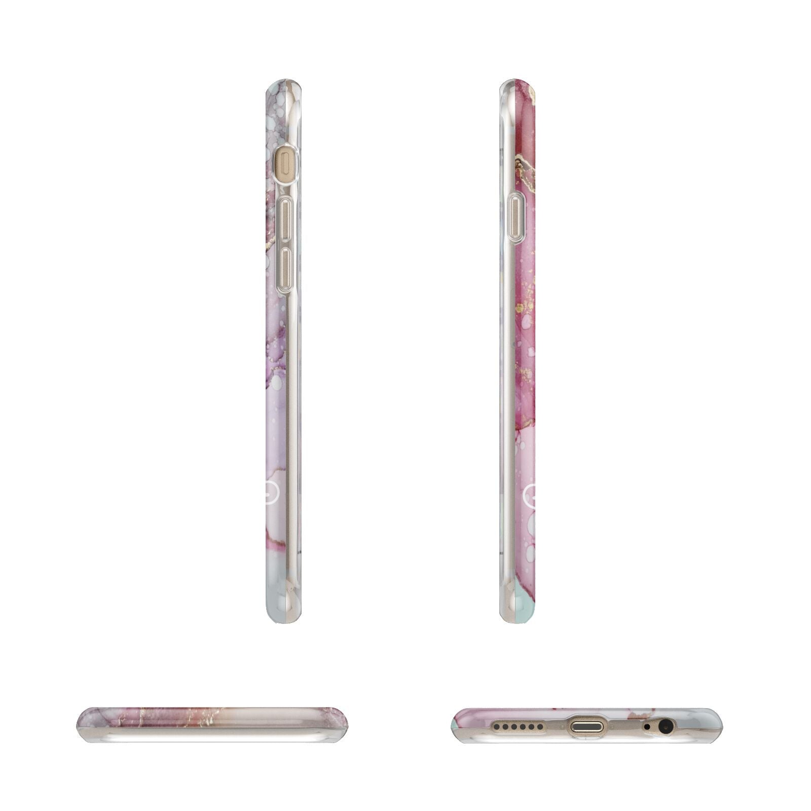 Custom Pink Marble Apple iPhone 6 3D Wrap Tough Case Alternative Image Angles