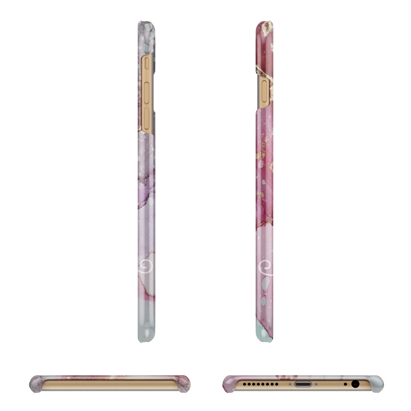 Custom Pink Marble Apple iPhone 6 Plus 3D Wrap Snap Case Angled Images