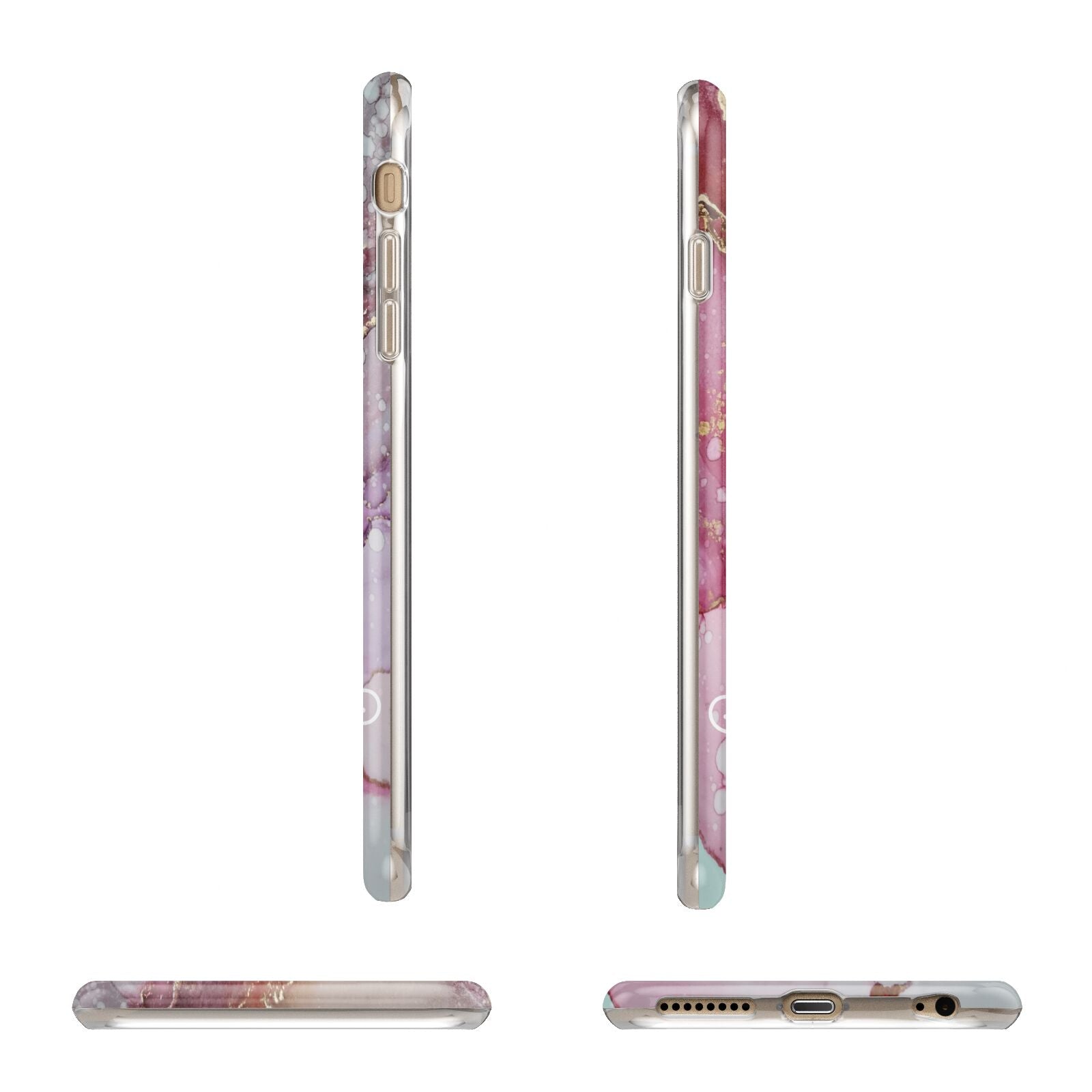 Custom Pink Marble Apple iPhone 6 Plus 3D Wrap Tough Case Alternative Image Angles