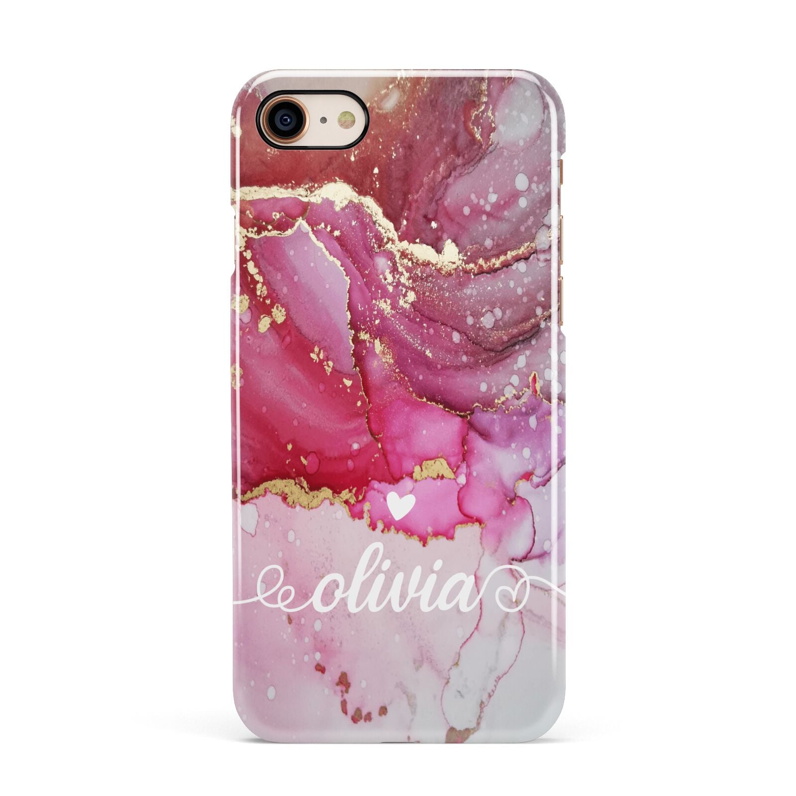 Custom Pink Marble Apple iPhone 7 8 3D Snap Case
