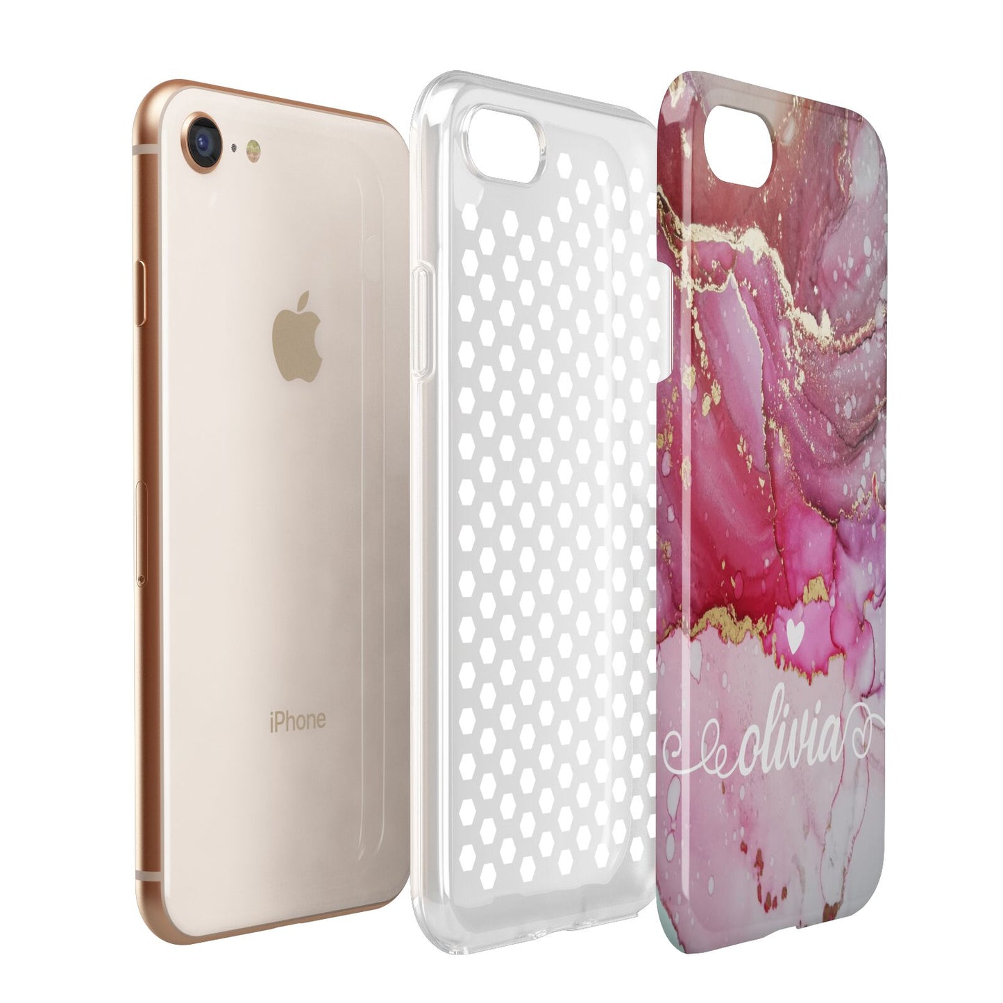 Custom Pink Marble Apple iPhone 7 8 3D Tough Case Expanded View