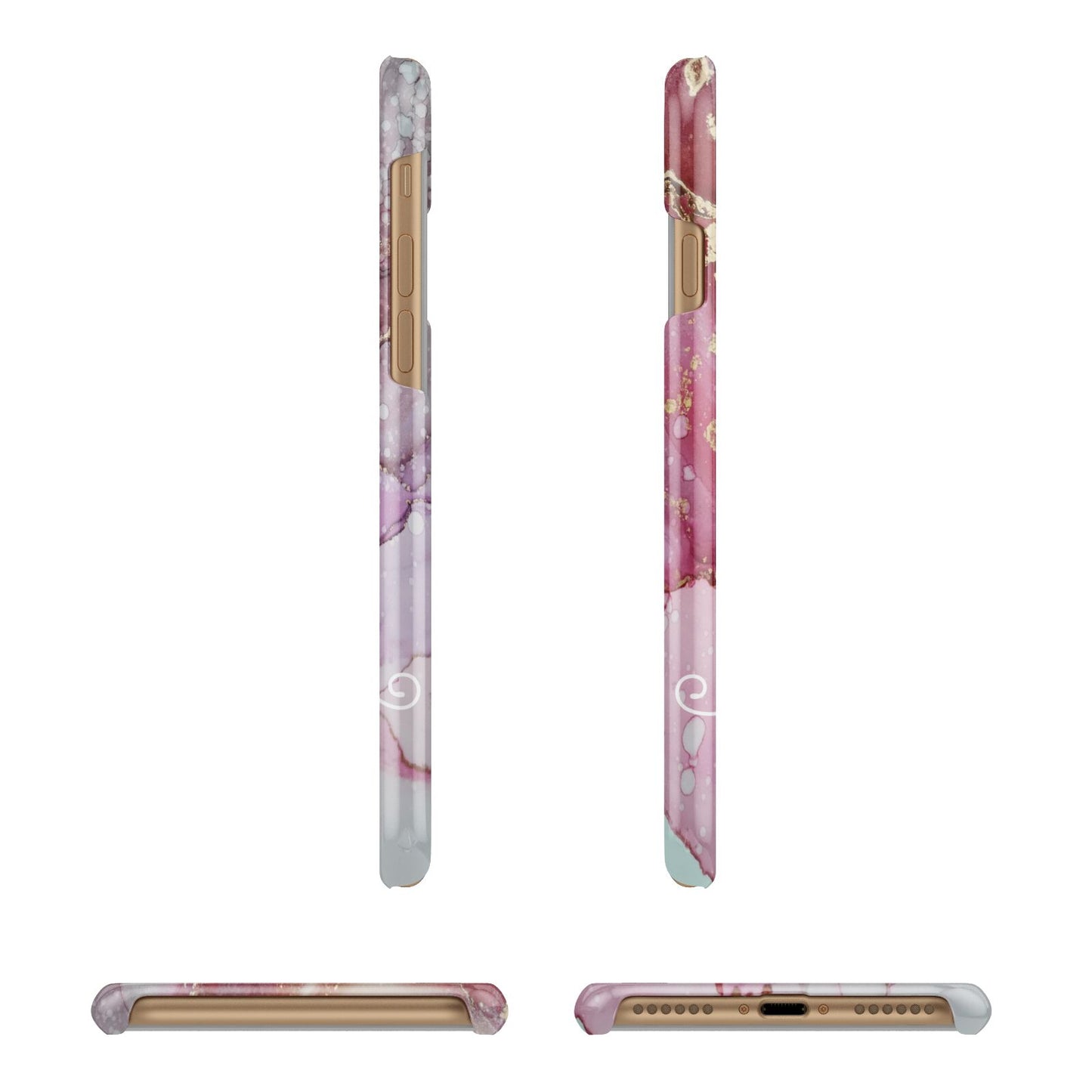 Custom Pink Marble Apple iPhone 7 8 3D Wrap Snap Case Angled Images