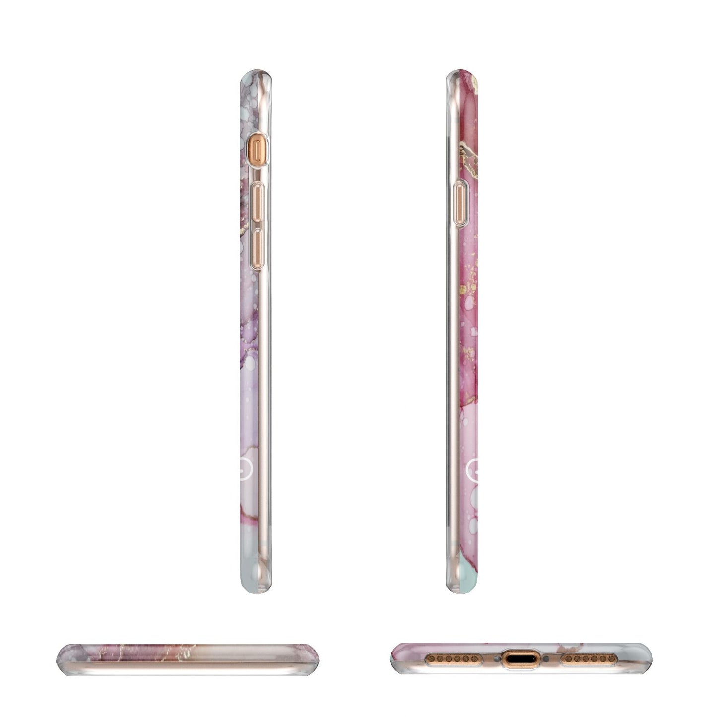 Custom Pink Marble Apple iPhone 7 8 3D Wrap Tough Case Alternative Image Angles