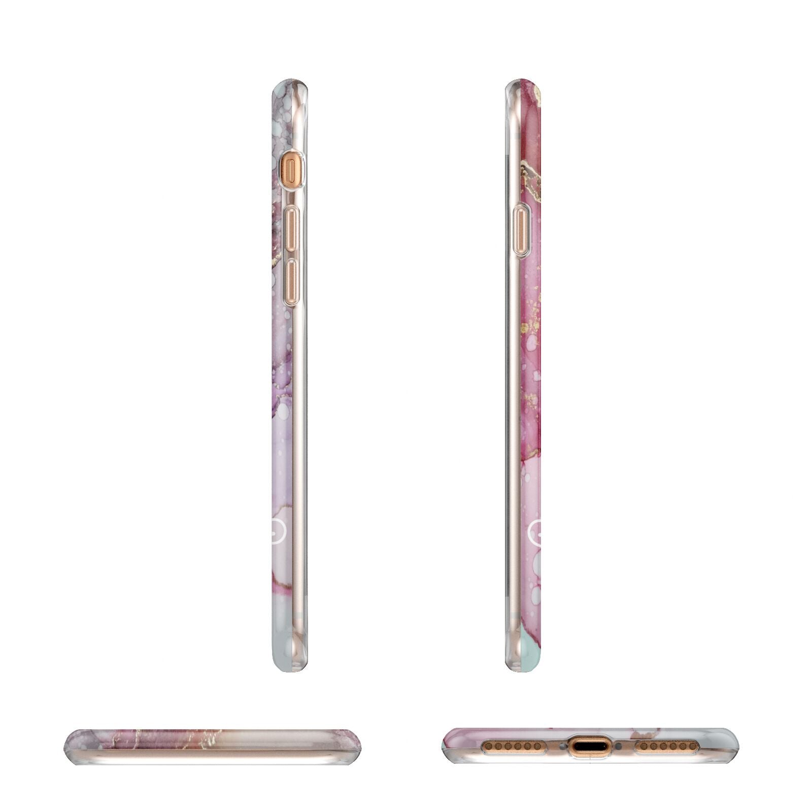 Custom Pink Marble Apple iPhone 7 8 3D Wrap Tough Case Alternative Image Angles