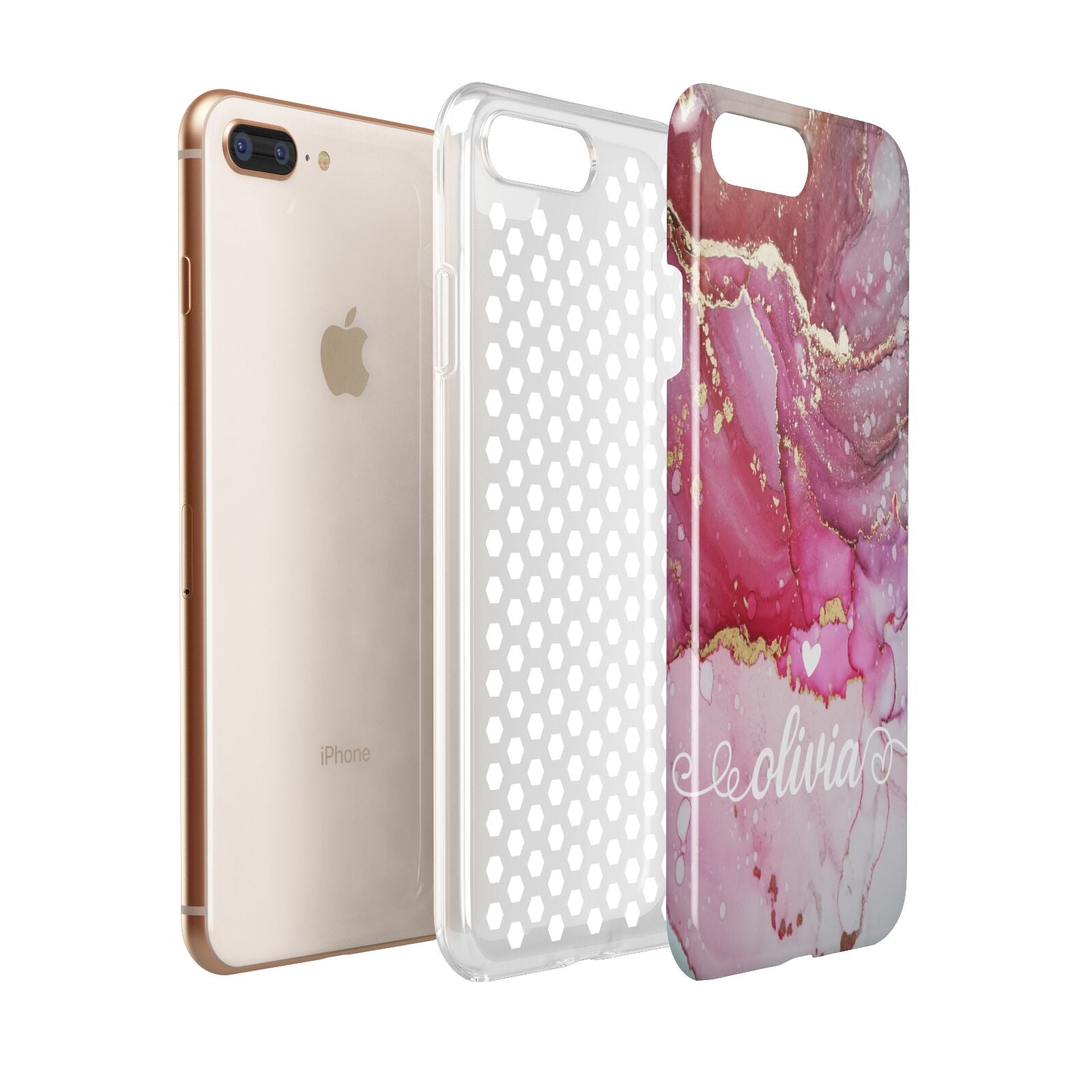 Custom Pink Marble Apple iPhone 7 8 Plus 3D Tough Case Expanded View