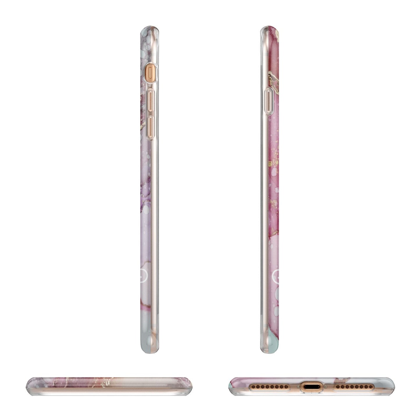 Custom Pink Marble Apple iPhone 7 8 Plus 3D Wrap Tough Case Alternative Image Angles