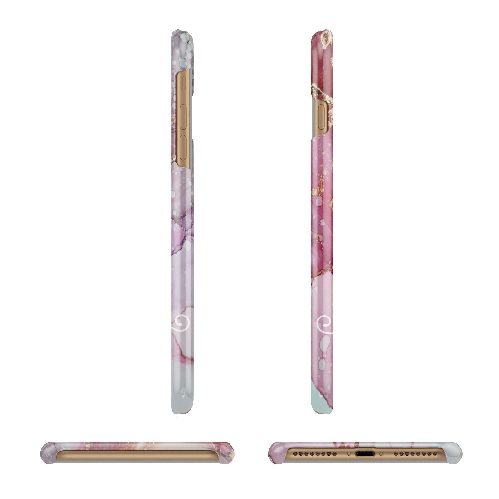 Custom Pink Marble Apple iPhone 7 Plus 3D Wrap Snap Case Angled Images