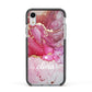 Custom Pink Marble Apple iPhone XR Impact Case Black Edge on Silver Phone