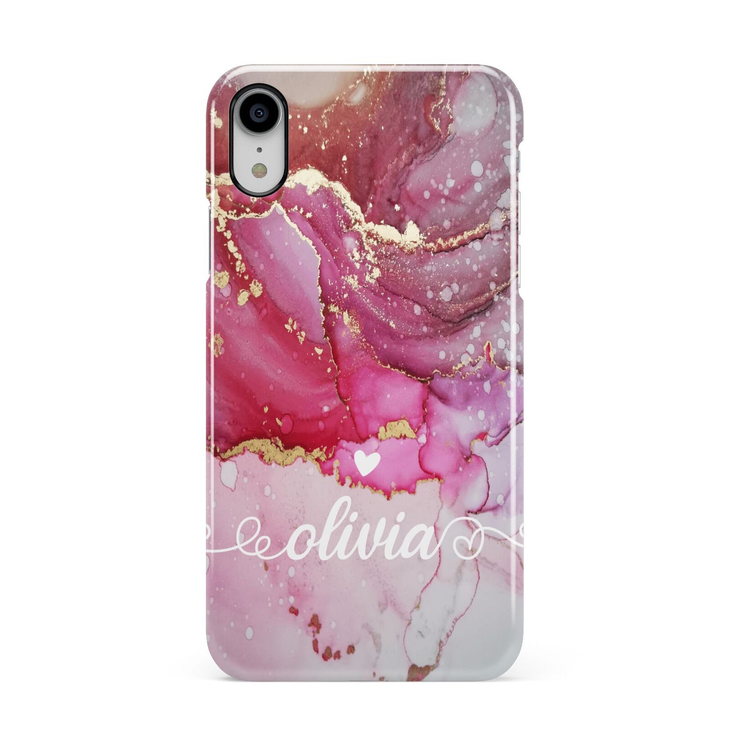 Custom Pink Marble Apple iPhone XR White 3D Snap Case