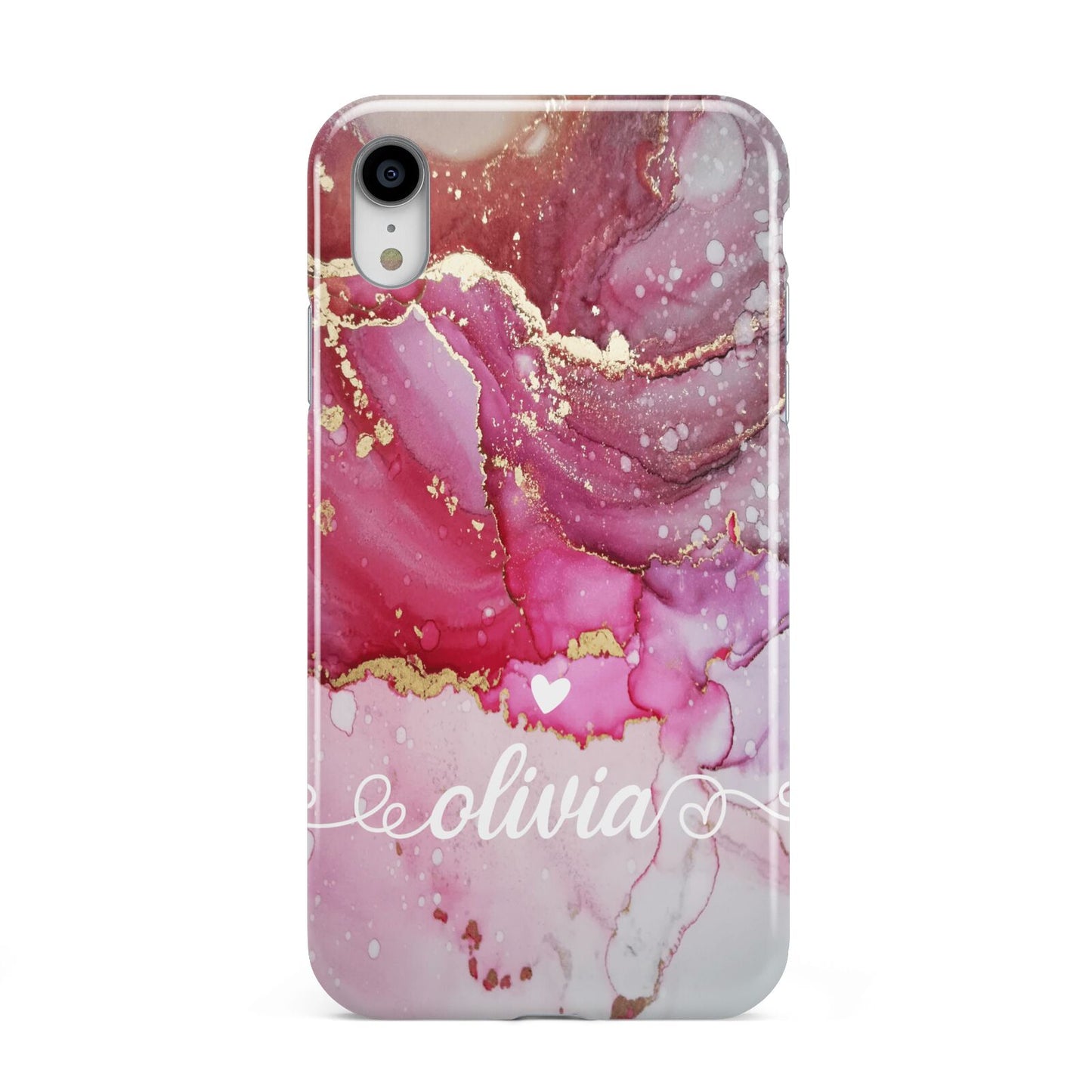 Custom Pink Marble Apple iPhone XR White 3D Tough Case
