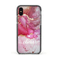 Custom Pink Marble Apple iPhone Xs Impact Case Black Edge on Black Phone