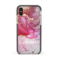 Custom Pink Marble Apple iPhone Xs Impact Case Black Edge on Gold Phone