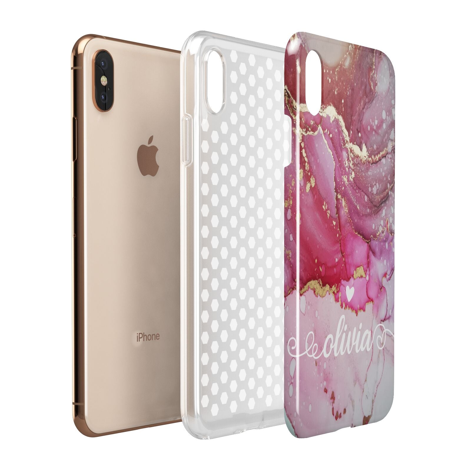 Custom Pink Marble Apple iPhone Xs Max 3D Tough Case Expanded View