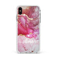 Custom Pink Marble Apple iPhone Xs Max Impact Case White Edge on Silver Phone