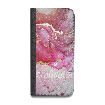 Custom Pink Marble Vegan Leather Flip Samsung Case