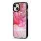 Custom Pink Marble iPhone 13 Black Impact Case Side Angle on Silver phone