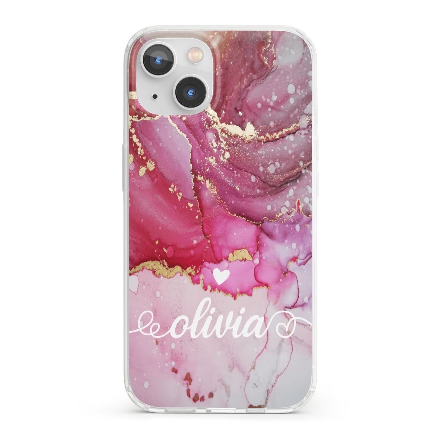 Custom Pink Marble iPhone 13 Clear Bumper Case